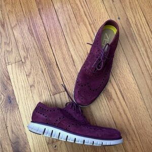 Cole Haan KUDU ZerøGrand Suede Breathable leather wine burgundy men’s sz 7 work